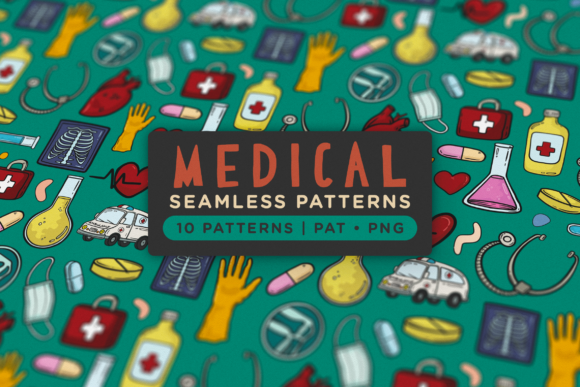 Medical Seamless Patterns: Playful Doodles for Health-Focused Design