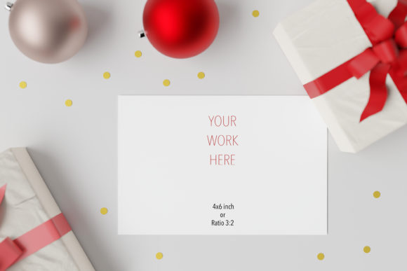 Postcard Mockup Christmas Decoration